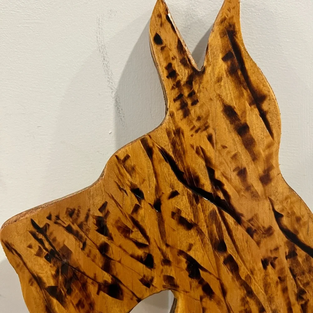Hand Made Signed Rustic Brown Dog Head Wall Hook
